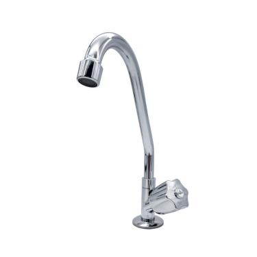 Imagem de Torneira Cozinha Bica Móvel Metal Bancada Mesa Cromada Luxo