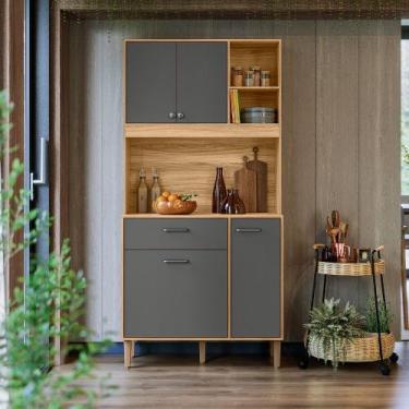 Imagem de Armário De Cozinha Compacta 90 Cm Com Pés Melinda 4 Portas - NICIOLI, 