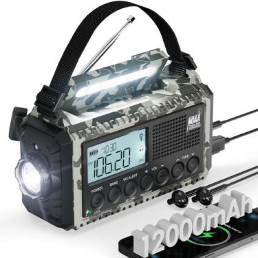 Imagem de Rádio de emergência Roxicosly 12000mAh Hand Crank Solar Power