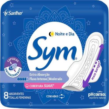 Imagem de Absorvente Sym Noite & Dia Suave Com Abas 8 Unidades