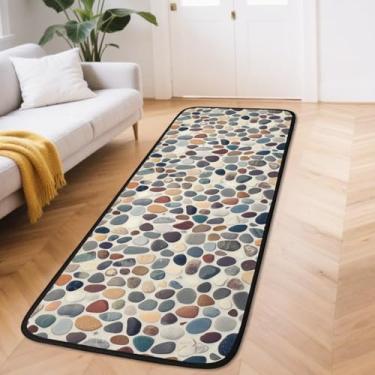 Imagem de lakefvgk Tapetes artísticos de pedra para corredor, tapete antiderrapante lavável de 6 x 1,8 m, tapete de cozinha, tapetes de área para quartos, salas de estar, lavanderias, banheiros