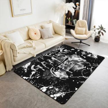 Imagem de Erosebridal Tapete antiderrapante gamer para meninos 3x5, tapete de área de jogos para meninos meninas adolescentes decoração de sala de jogos, console de videogame tapete branco preto cinza tie dye