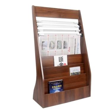 Imagem de Porta-revistas criativo, suporte de folheto, suporte de revistas de madeira, suporte de armazenamento de jornal, suporte vertical para exibição de literatura