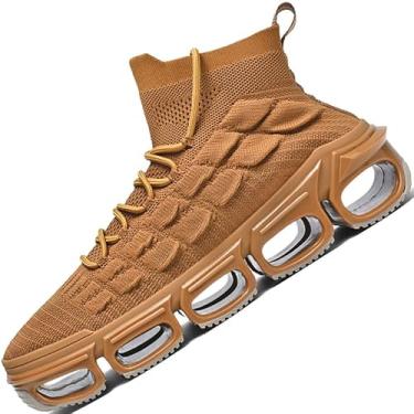 Imagem de LZDZN Botas masculinas Chelsea Shoes Tênis de cano alto masculino, marrom, branco, preto, tamanho masculino, casual, moderno, Marrom, 39