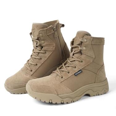 Imagem de YELLOWOLF Botas femininas de combate táticas leves de 15 cm - Botas militares do deserto, Zíper caramelo, 39