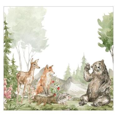 Imagem de Papel de Parede Adesivo Infantil Floresta Animais Quarto Menino Menina