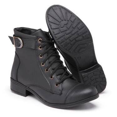 Imagem de Coturno Feminino Bota Inverno Frio Com Fivela Lateral Cano Baixo - Bli