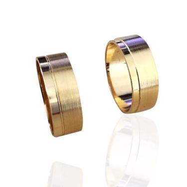 Imagem de Par de Aliancas de Ouro 18K colecao Stratus com 6 mm e 7g - JoiaUnica