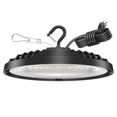 Imagem de Luz LED de alta baía UFO de 150 W, luminária LED de 21.000 lm, 5000 K, substitui halogênio de 600 W, 120 VCA, iluminação Plug & Play para armazéns, oficinas, garagens e celeiros - listado na ETL