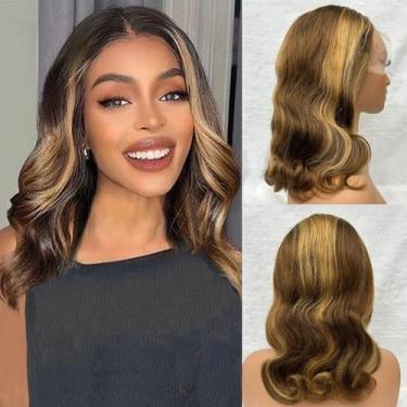 Imagem de Peruca Douyin Honey Blonde Bob 40cm Body Wave Human Hair