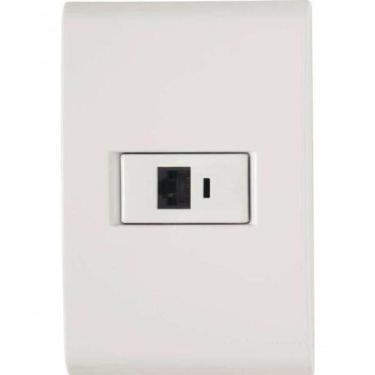 Imagem de Conjunto 4x2 1 Tomada Rj45 Cat. 6 Tramontina Liz Branco