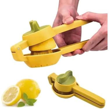 Imagem de Espremedor de Limão Manual em Plástico, Amarelo e Verde, Utensílio de Cozinha