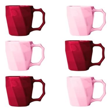 Imagem de Conjunto 6 Caneca Cerâmicas Café Leite Chá Louça Lisa 260ml Design e Cores Exclusivas - E-FCS Store (MAGENTA/ROSA)