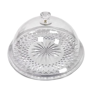 Imagem de ＫＬＫＣＭＳ Prato para bolo, suporte transparente para bolo, sobremesas, mesa, à prova de poeira, com tampa, prato de frutas para doces, salgadinhos, alimentos, Sem Suporte