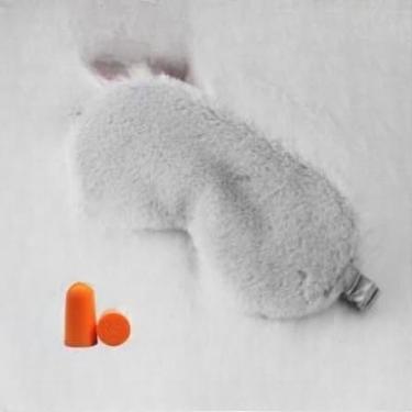 Imagem de Máscara de Olhos Dupla Face Pelinho e Cetim, Linda e Confortavél(1,CINZA + PROTETOR AURICULAR)