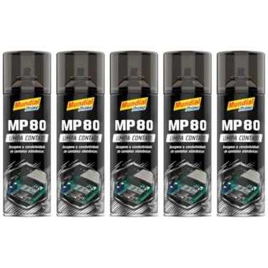 Imagem de Kit 5 Limpa Contato Elétrico Spray 300ml Mundial Prime MP80 Aeroflex – Remove Oxidação, Poeira e Garante Melhor Contato em Componentes Elétricos