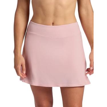 Imagem de Head Saia feminina listrada rodada, ajuste relaxado, costura interna de 38 cm, shorts de compressão embutidos com bolsos, Rosa de cristal, GG