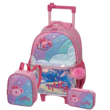 Imagem de Kit Mochila Roda Lilica Ripilica Arco Íris Lancheira Estojo