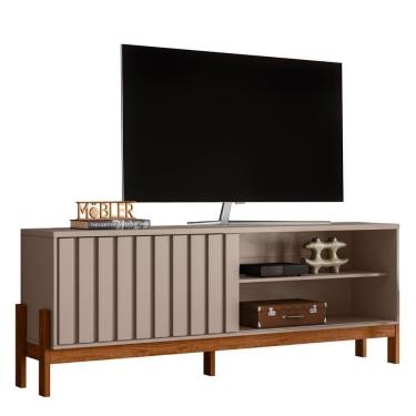 Imagem de Rack Bancada New Aurora 188cm Grigio Fosco-cinamomo Mel Para Tv Até 75 - Mobler Grigio Fosco-cinamomo Mel