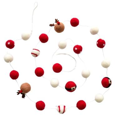 Imagem de IEUDNS Guirlanda de bolas de feltro de Natal, decoração de guirlanda fofa, faixa de feltro para árvore de Natal interna e externa, Alce