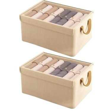 Imagem de Caixa Organizadora Dobrável Multiuso Com Tampa Feita em TNT Resistente E Ecológico(KIT 2UN【Cáqui】)