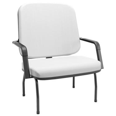 Imagem de Cadeira de Escritório Recepção com Braço Fixa Preta Magno P03 Vinil Branco - Lyam Decor