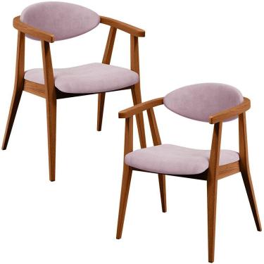 Imagem de Kit 02 Poltronas Decorativas Para Sala de Estar Jantar Cecília L02 Suede Rosê - Lyam Decor