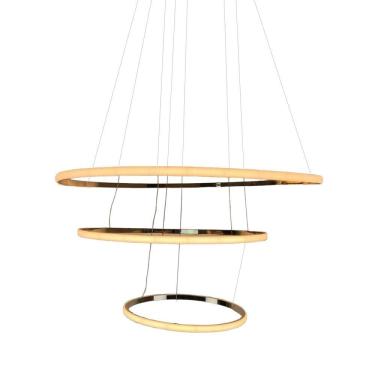 Imagem de Lustre Luminaria 3 em 1 Aneis Arco Pendente Led Perfil Infinito Ajustavel Regulavel Quarto Sala Iluminaçao Ambiente