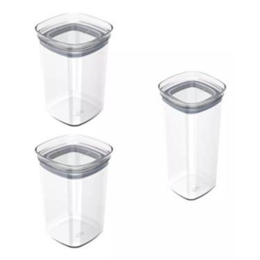 Imagem de Kit 3X Pote Hermético Organizador Mantimentos Block 1L 1,5L