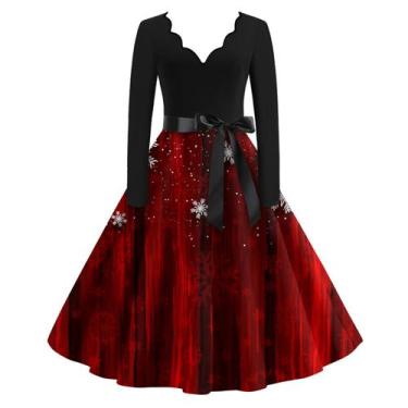 Imagem de Roupas de Natal FQZWONG Women 2024 Vestido sexy de manga comprida