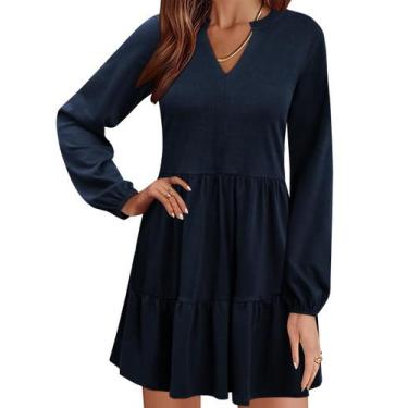 Imagem de Vestido QACOHU 2024 com decote em V para mulheres, primavera, outono, 