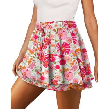 Imagem de Shorts Onlypuff Flowy Chiffon Ruffle Skorts Rose Floral para mulheres