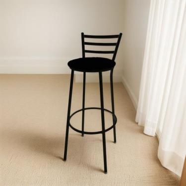 Imagem de Banqueta Alta Roma C/ Encosto - Moveraço, Assento Preto