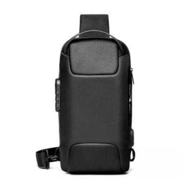 Imagem de Mochila Bolsa Transversal Peito e Ombro Masculina Impermeável Anti Fur