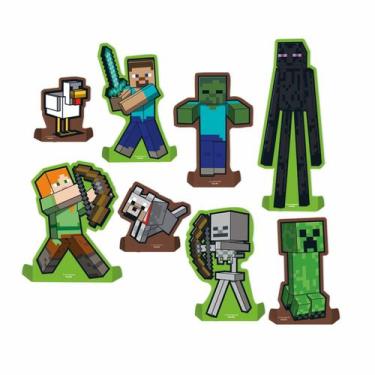 Imagem de Decoração de Mesa Festa Minecraft 8 Unidades Festcolor - Produto Licen