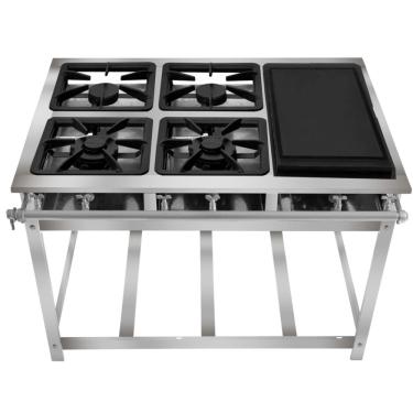Imagem de Fogão Industrial 4 Bocas com Chapa P7 em Aço Inox Leona