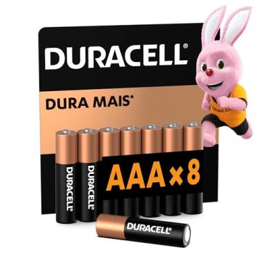 Imagem de Duracell Pilhas Alcalinas AAA Palito Pack 8 Unidades Dura até 10x Mais Ideal para Controles Remotos Brinquedos e Lanternas
