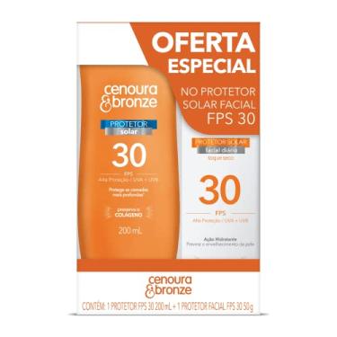 Imagem de Cenoura e Bronze Kit Protetor Solar Corpo FPS 30 200ml + Facial FPS 30 50g, Cor: Branco