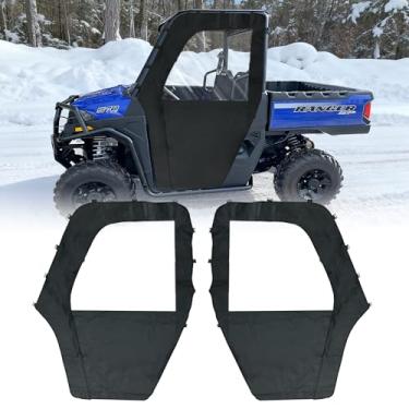 Imagem de QYMOTO Conjunto de porta macia Ranger 570 de tamanho médio, portas laterais de lona adequadas para Polaris Ranger 400, 570, 800 Mid Pro-fit com zíper resistente, janela aberta, para frio, chuva
