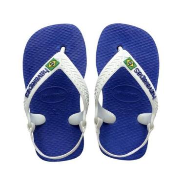 Imagem de Chinelo Havaianas Baby Brasil Logo Infantil com Elástico, 19, Azul nav