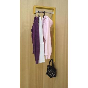 Imagem de Cabideiro de Parede J Arara Camiseiro Porta Bolsas Amarelo Laca - Form