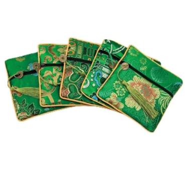 Imagem de Bolsa de Dinheiro Estilo Chinês Dragão Pequena Bolsa de Mão Pequena Lona Bordado Bolsa de Moedas com Borla Doce Flor Bolsa de Embalagem para Estudantes, A, Bolsa para moedas