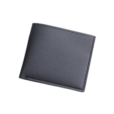 Imagem de Carteira masculina fina, carteira dobrável de couro PU para cartão de crédito, Preto, masculino