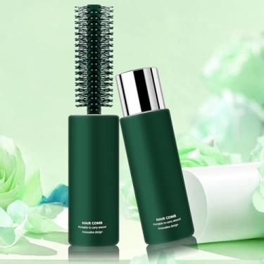 Imagem de Escova redonda de viagem para secagem, escova de cabelo cacheado redonda, escova para pentear, alisar cabelos molhados e secos para mulheres (verde)