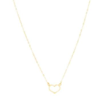 Imagem de Colar Coração Vazado em Ouro 18K - AU14405 - BRUNA TESSARO JOIAS, 45CM