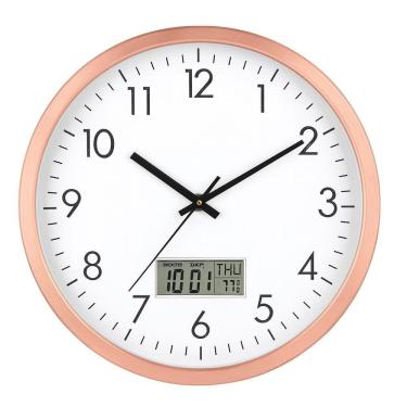 Imagem de Relógio Parede Luxo Display Digital Temperatura Calendário Escritório Sala Consultório Despertador