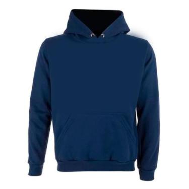 Imagem de Blusa de Frio Moletom Flanelado Canguru com Capuz Unissex Liso - NoBra