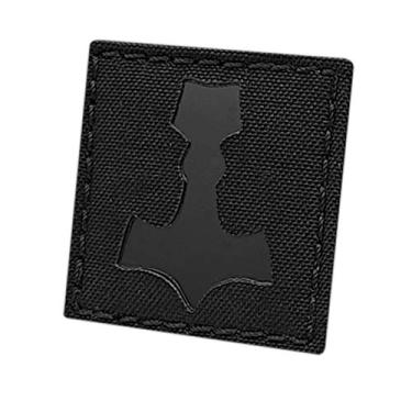 Imagem de IR Mjolnir 2x2 Infravermelho Martelo Thor Nórdico Viking Deus Trovão Tático Patch Moral (Blackout Subjugado)