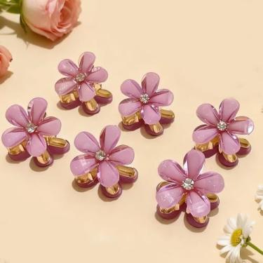 Imagem de 10 peças de clipes de garra com design de mini flor pequena - grampos de cabelo artificiais franja acessórios decorativos