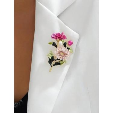 Imagem de Broche de pérola de flor com strass grampo de cabelo para mulheres uso diário broches acessórios presente amizade presentes